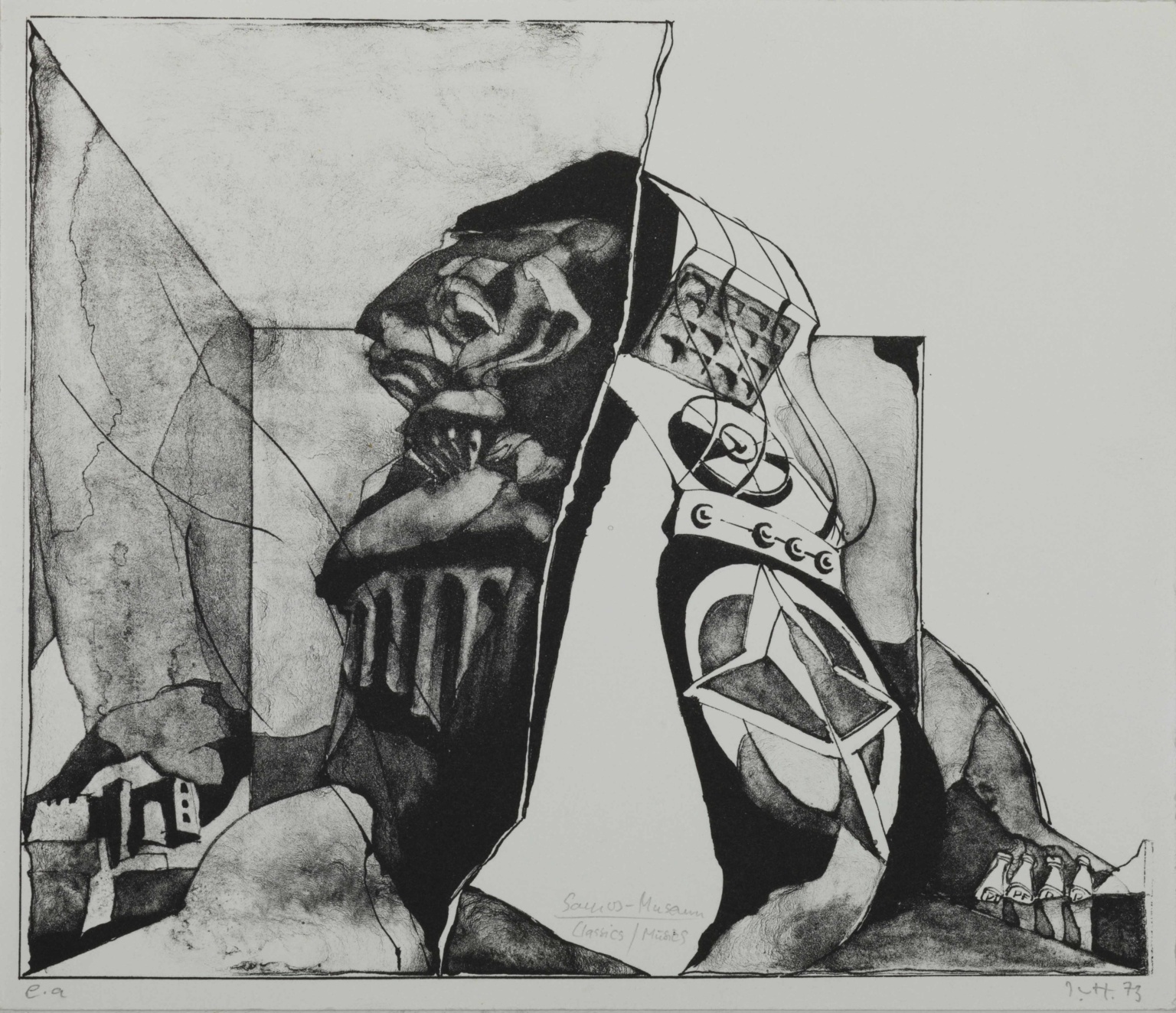 1973 - S:W Lithografie - 30 x 25 cm - Ritterhude - Samos-Plastik