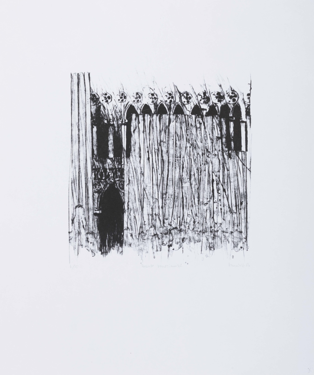 1986 - S:W Lithografie - 23,5 x 25 cm - Ritterhude - Fassade venezianisch